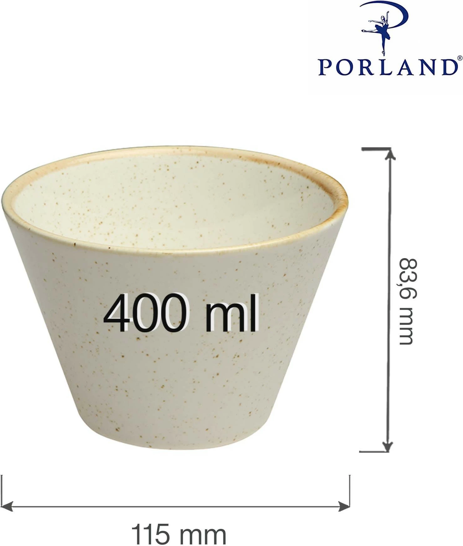 Tas konik Porland Seasons Sand 400 ml, Ø115 mm, krem, set 6 copë