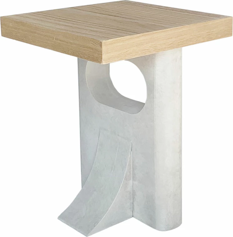 Tavolinë anësore Pilonas, ngjyrë natyrale-gri e çelët, 40x40x50cm