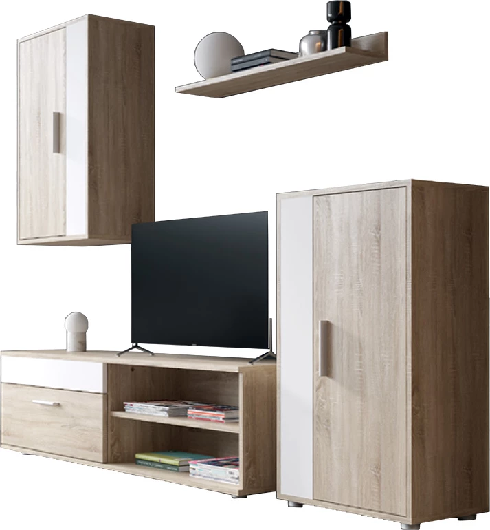 Njësi TV Zafira sonoma-bardhë 190x35x190cm