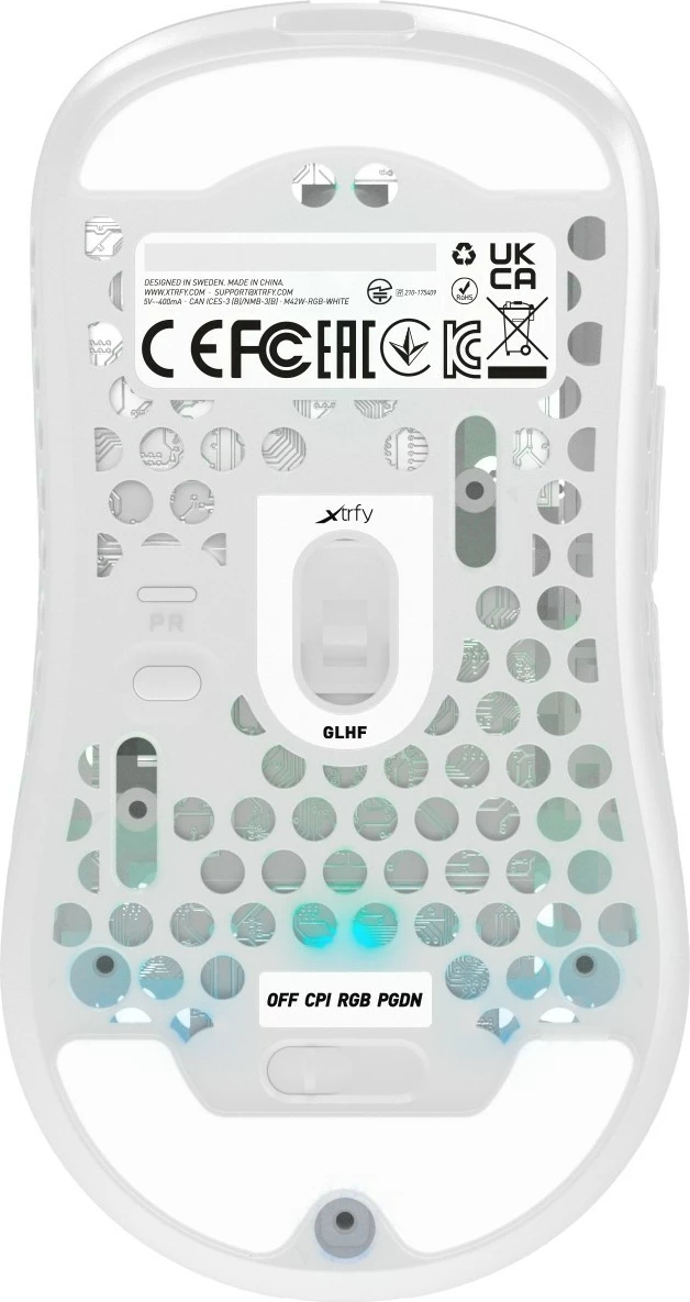 Maus Cherry Xtrfy M42 RGB, Ambidextrous, Optical, RF Wireless + USB Type-C, 19000 DPI, Bardhë
