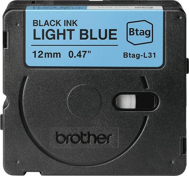 Shirit etiketimi Brother P-touch BTAG-L31, 12mm x 4m, i zi në blu të çelët