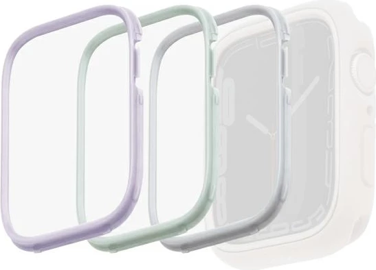 Kornizë për mbështjellës Uniq Moduo 3-in-1 për Apple Watch 4/5/6/7/8/SE/SE2 40/41mm, vjollcë-jeshile-bardhë, set 3 copë