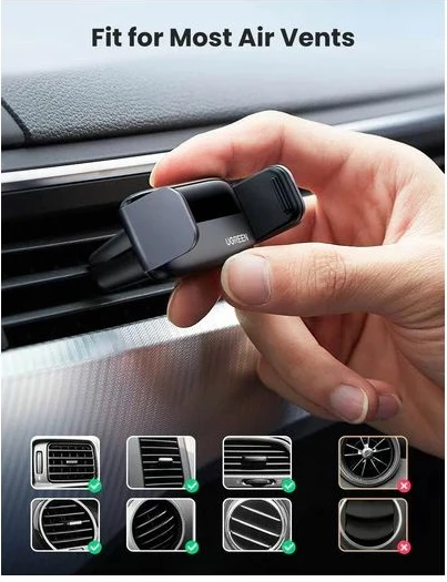 Mbajtëse telefoni për veturë UGREEN Mini Air Vent 10422, rotacion 360°, për 4.7-7.12", e zezë, paketim kuti