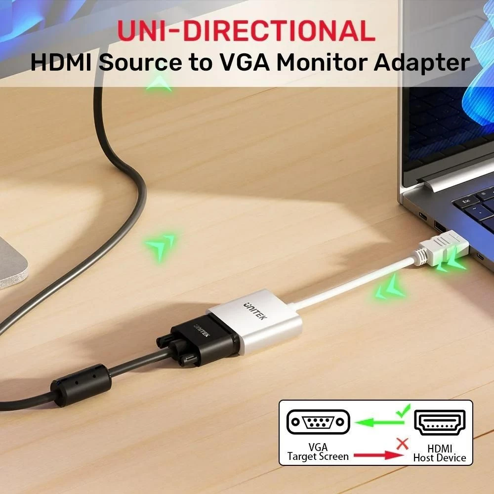 Adapter UNITEK HDMI në VGA, FullHD 60Hz, Bardhë