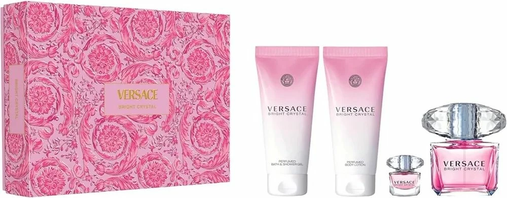 Set Versace Bright Crystal, EDT 90ml + 5ml + 100ml Xhel Dushi + Locion Trupi