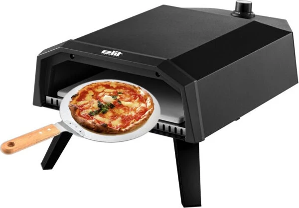 Furrë pice me gaz Elit Pizzarella Veloce 12\" 4.1 kW, e zezë, set me gur pice + çantë + lopatë