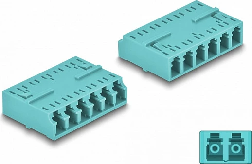 Kuplues fibër optike DeLOCK LC Hexaplex, femër-femër, 12 konektorë, Aqua