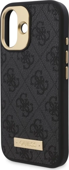 Mbështjellës Guess 4G Logo Plate MagSafe për iPhone 16 Plus, Zi