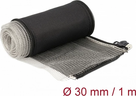 Tub mbrojtës EMI/EMV me zinxhir DeLOCK, 1 m, Ø 30 mm, rezistent ndaj nxehtësisë, i zi