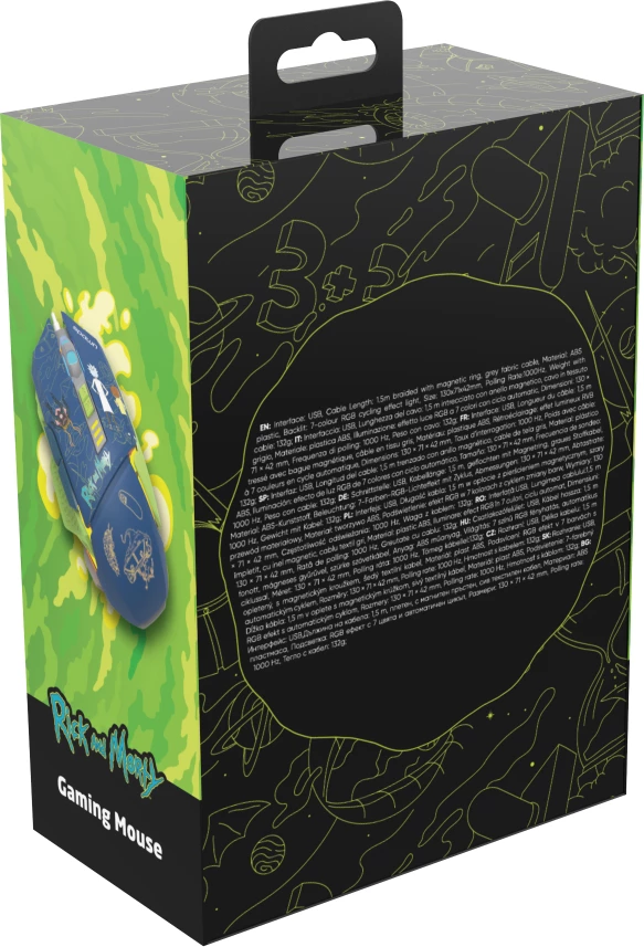 Maus gaming RGB Spawn Rick and Morty, 12800 DPI, 7 butona, USB-A me kabllo, blu