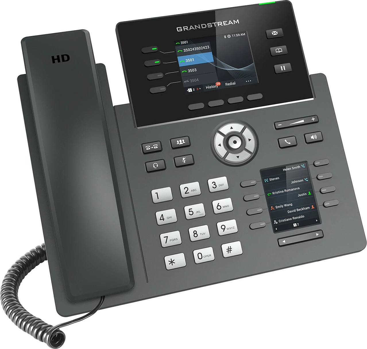 Telefon IP Grandstream GRP2614, 4 linja, 2000 kontakte, i zi