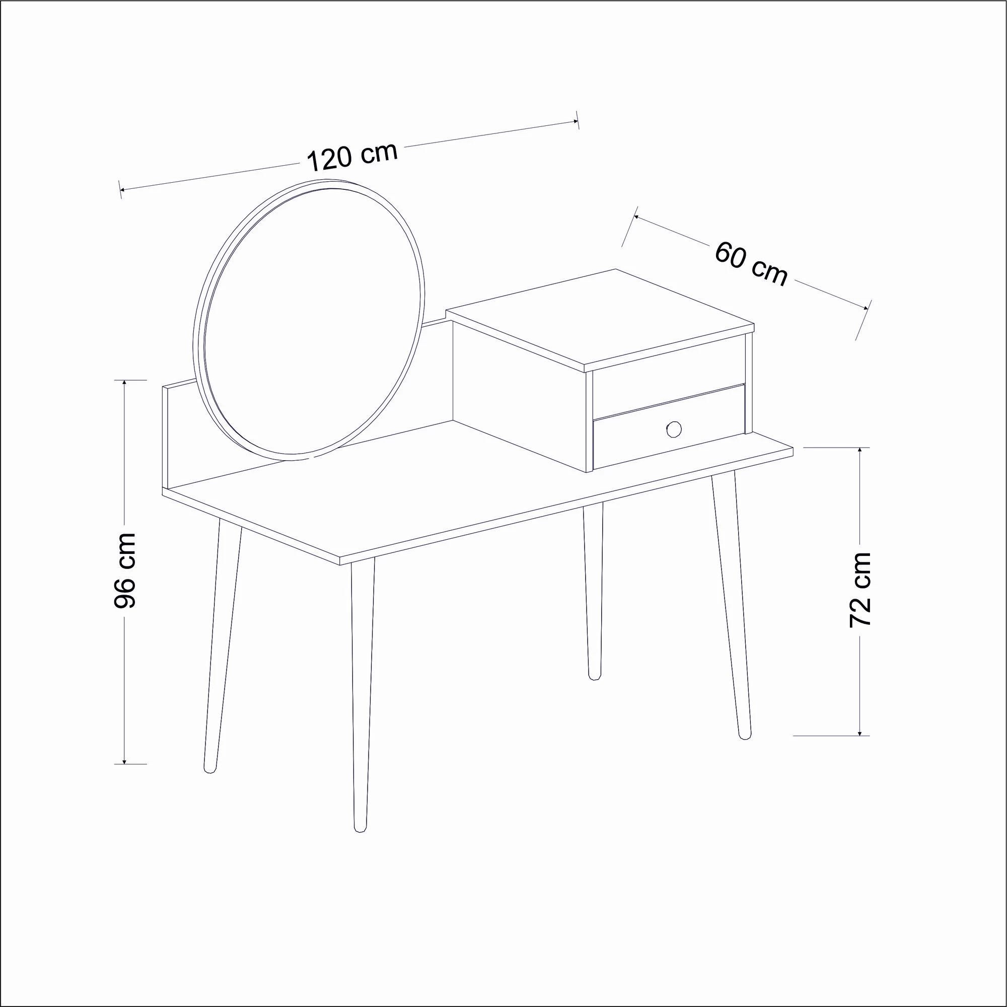Tavolinë grimimi Hanah Home, Angel, antracit dhe arr