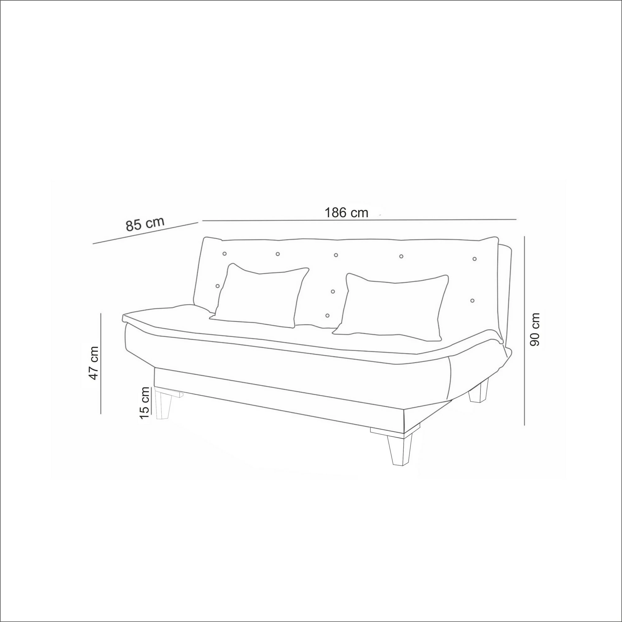 Divan-krevat treshe, ngjyrë kaltër e errët, Atelier del Sofa, Santo