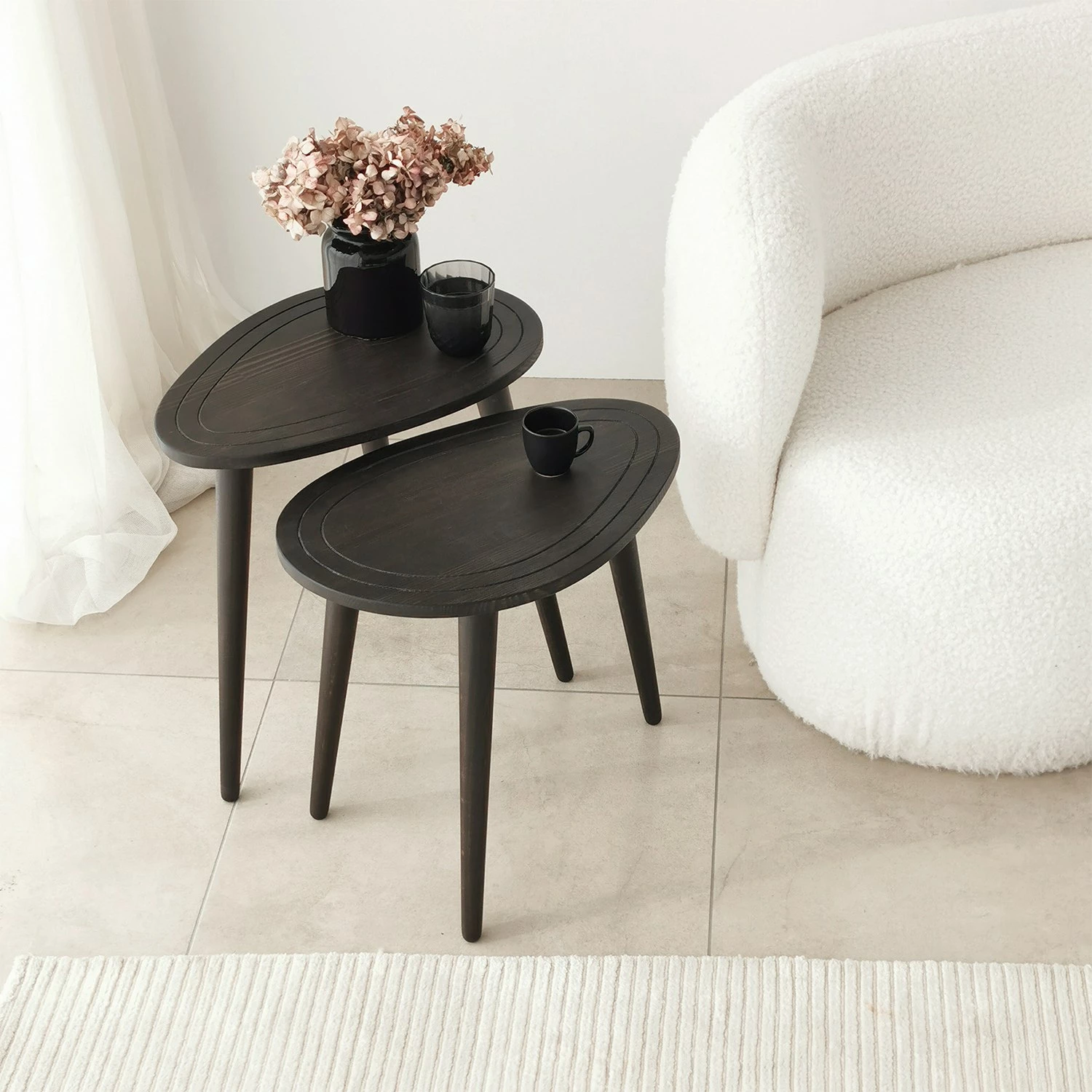 Set tavolina ndihmëse (2 copë), Hanah Home, Sweet, ngjyrë antracit
