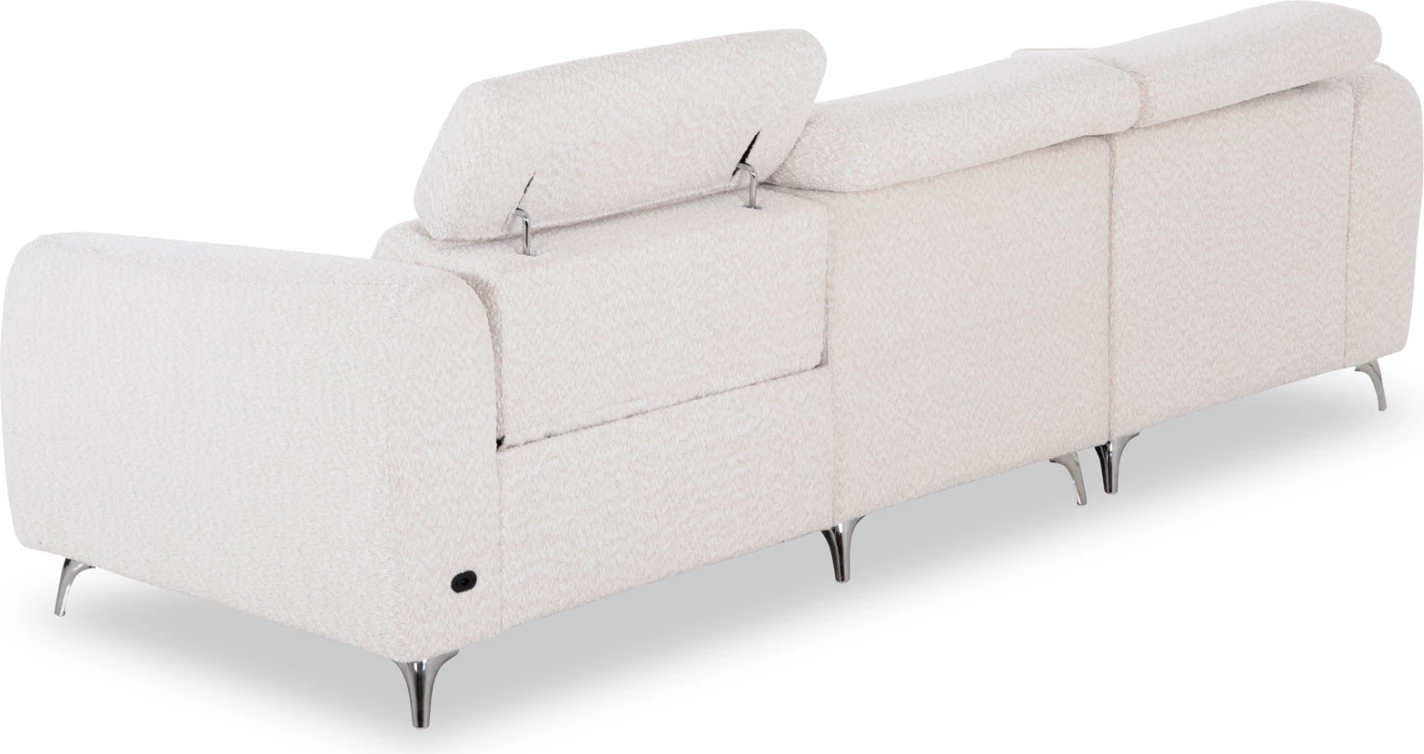 Këndore e majtë treshe me recline Valente, material teddy bezhë, CD3317.02L, 275x160x104cm