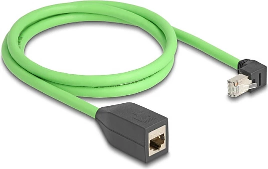 Kabllo zgjatëse rrjeti DeLOCK RJ45 Cat6A, 1 m, mashkull i kënduar në femër, SF/UTP, TPU, e gjelbër/zezë