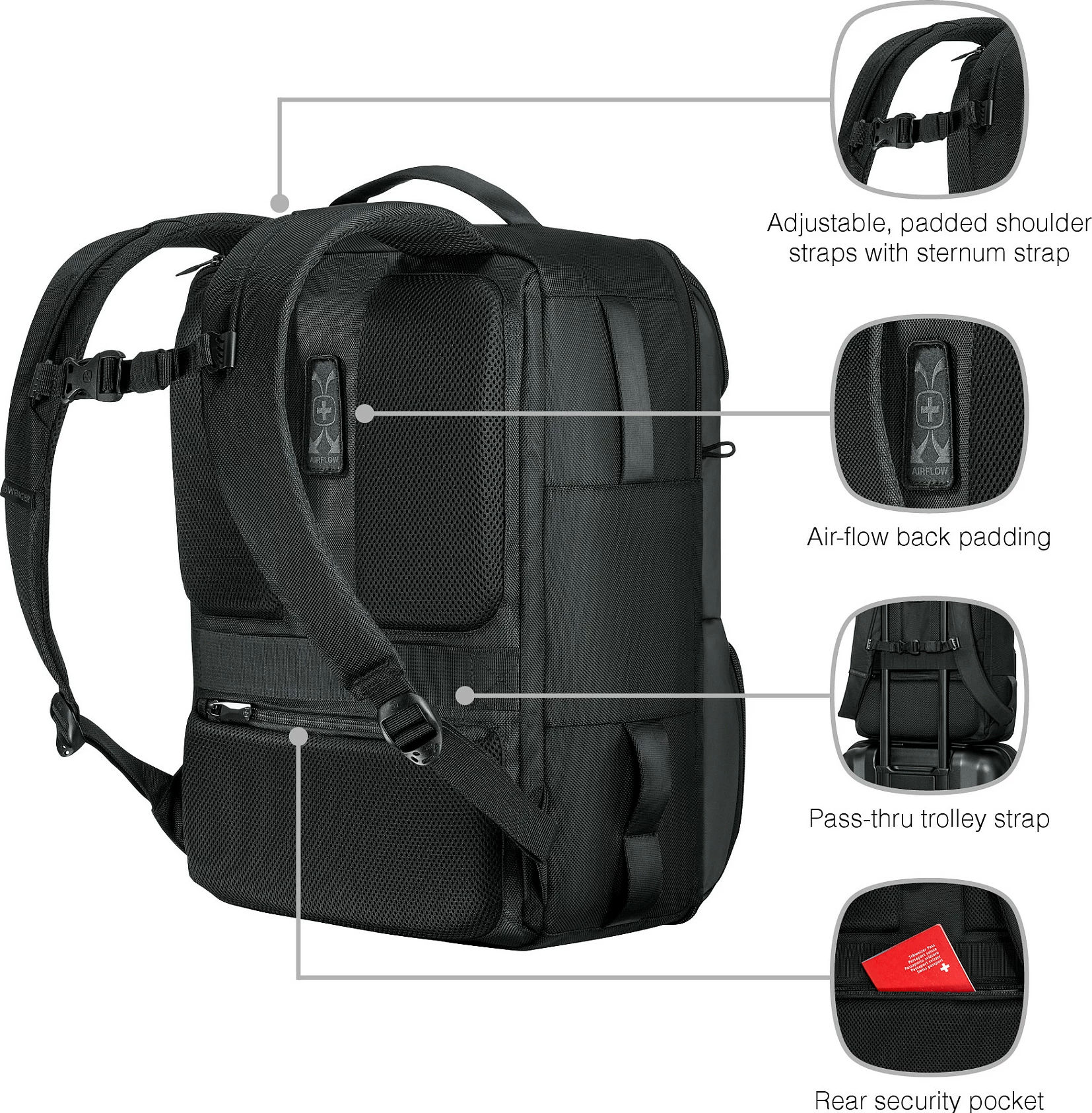 Çantë shpine për laptop Wenger UrbanOne Travel, 15.6", 33L, e zezë