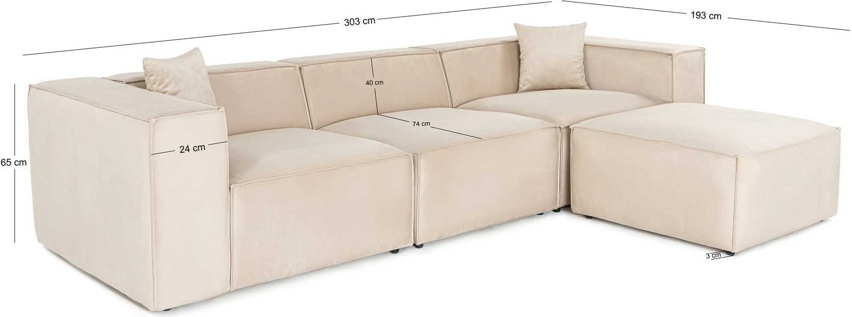 Këndare Lora, krem, Atelier del Sofa (L1-O1-1R-POUFFE)