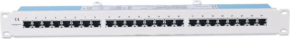 Patch panel Intellinet 503754, 1U, Cat5e STP, 24 porty RJ45, gri