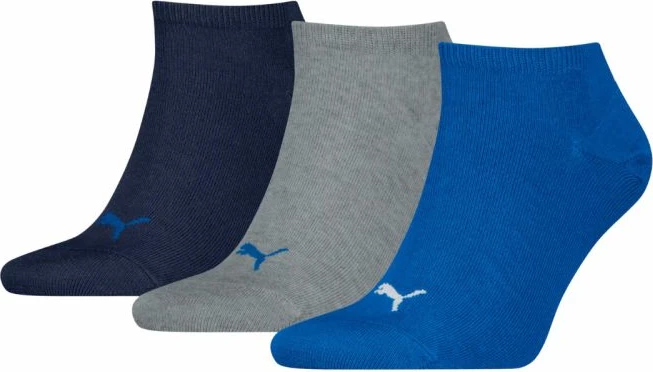 Çorape sneaker Puma 938624 12, set prej 3 palë, navy/gri/kaltër