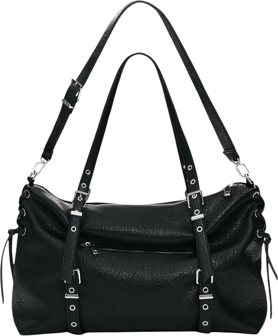 Çantë krahu për femra Desigual BAG_HALF LOGO LANUZA, e zezë