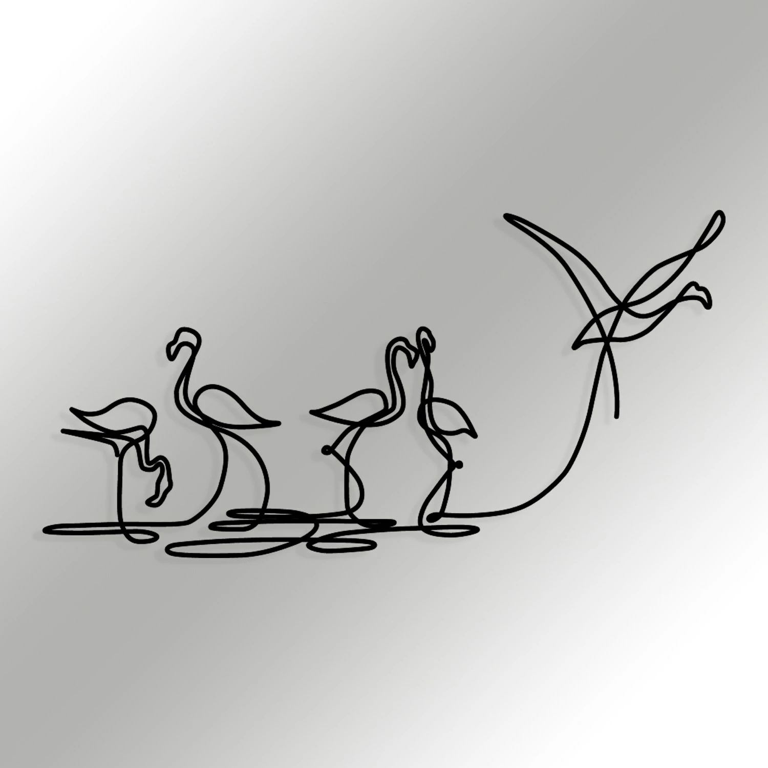 Aksesor dekorativ metalik për mur, flamingo, Wallity 316 M, ngjyrë e zezë, 115x58.5cm