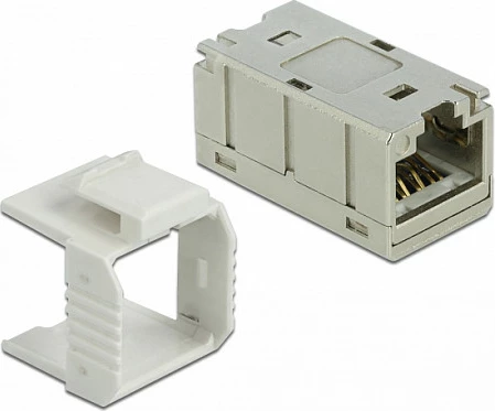 Adapter RJ45 DeLOCK Cat.6A, femër-femër, metal, kompakt, gri