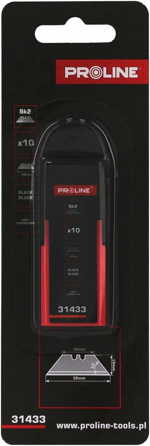 Tehe trapezoidale zëvendësuese PROLINE 31433, SK2 60 mm, 0.61 mm, set 10 copë, të zeza
