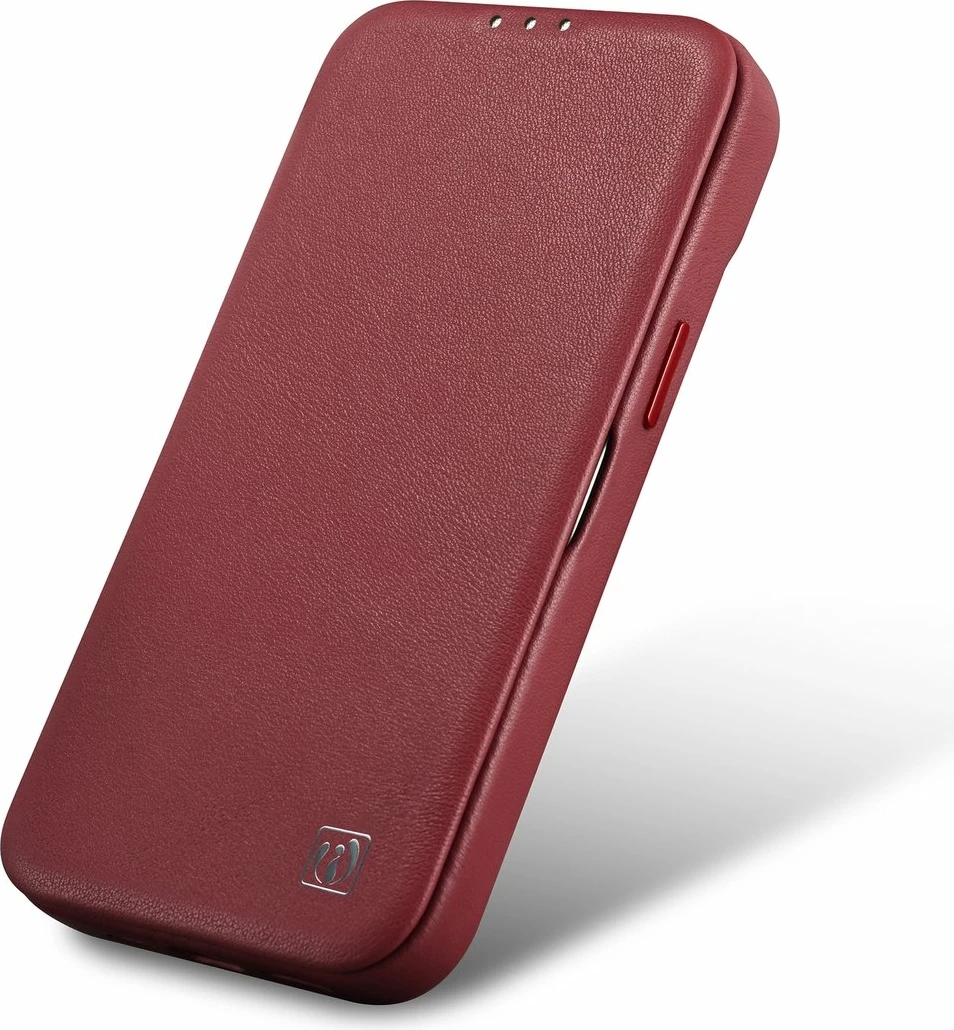 Mbështjellës lëkure iCarer CE Premium Folio për iPhone 14 Plus, MagSafe, Kuq