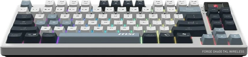 Tastierë gaming MSI FORGE GK600 TKL SKY US, me ndriçim RGB, me ose pa kabllo, Blu/Gri/Bardhë