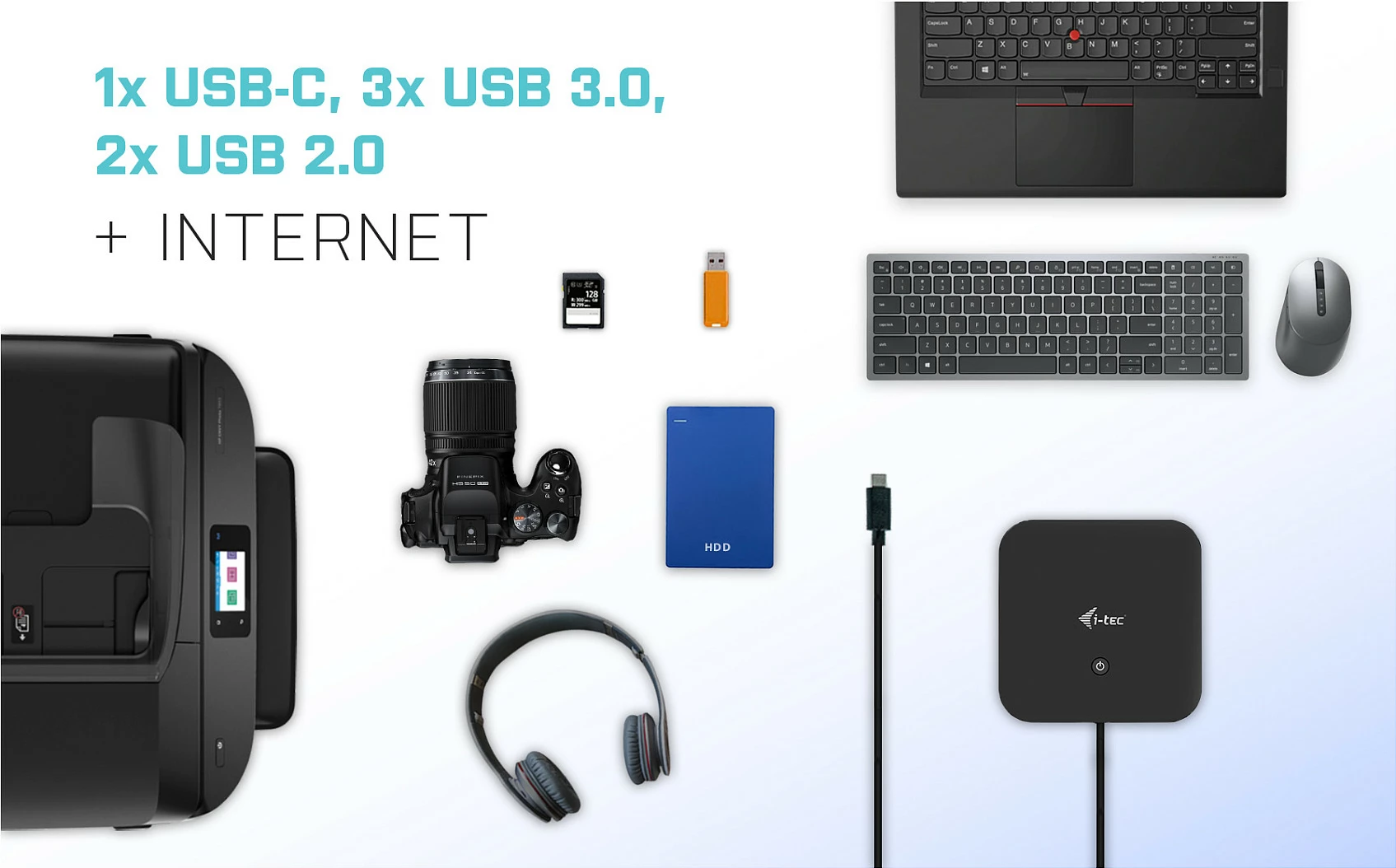 Docking station i-tec C31DUALDPDOCKPD, USB-C, Dual DisplayPort, Power Delivery 100W, e zezë