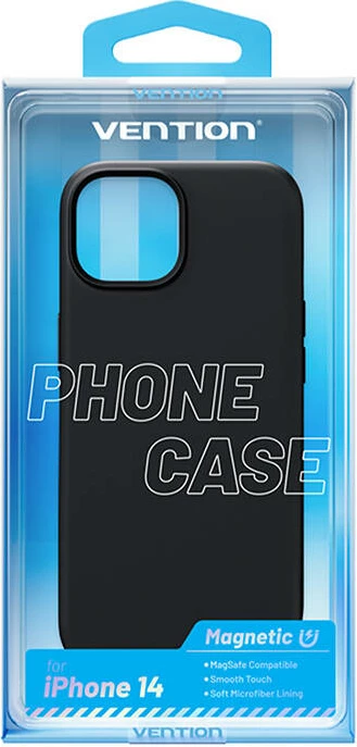 Mbështjellës Vention KUEB0-10 për iPhone 14, silikon i lëngshëm, MagSafe, zi
