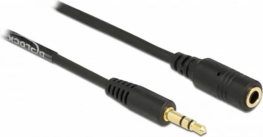 Kabllo zgjatëse audio DeLOCK 3.5mm Stereo, male në female, 1.5m, e zezë