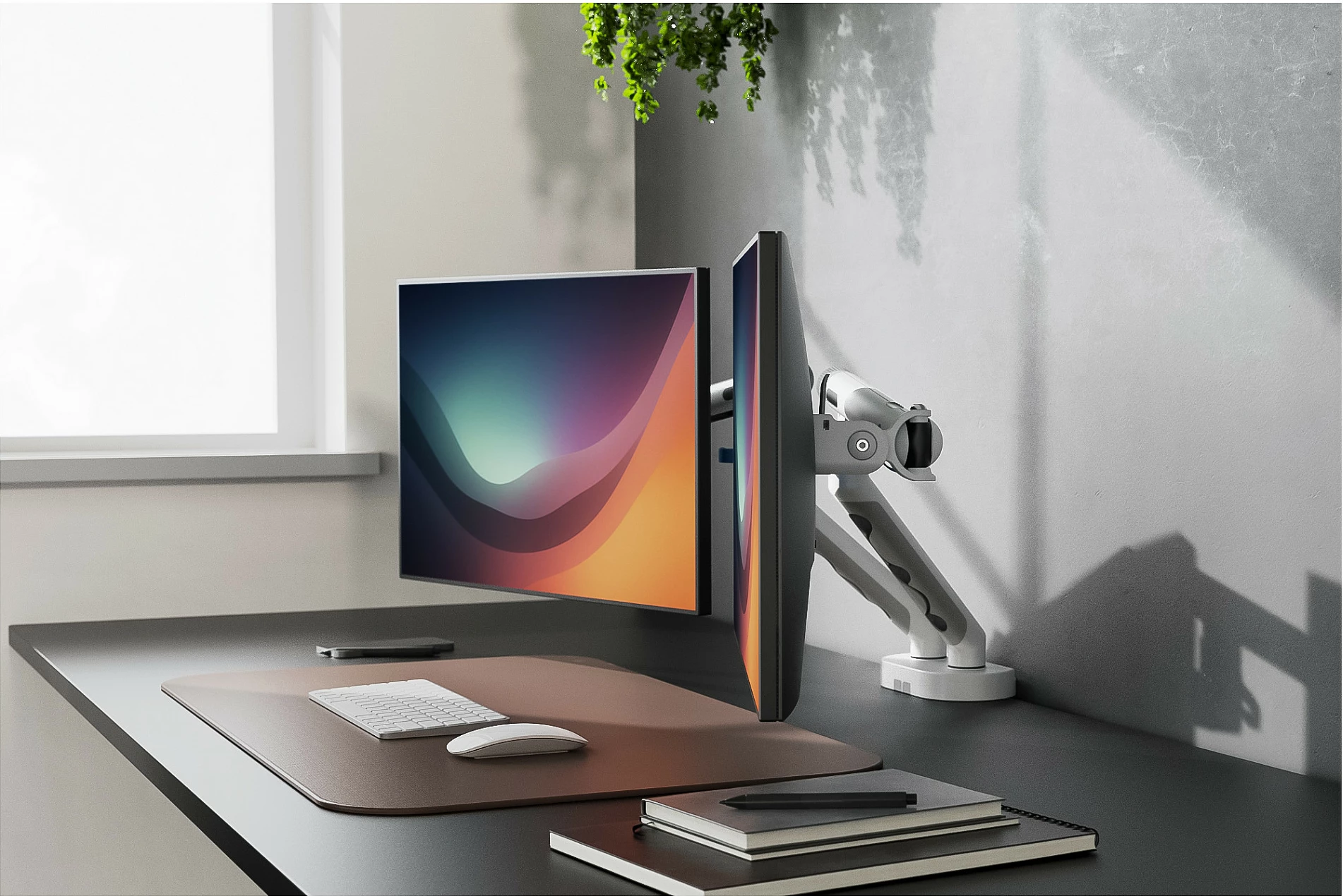 Mbajtëse monitori e dyfishtë Digitus TIS Dual, deri 35", VESA 75x75/100x100, 2x10 kg, e bardhë