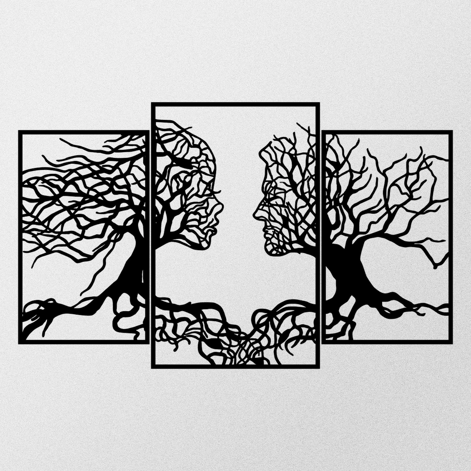 Aksesor dekorativ metalik për mur, Love Tree, ngjyrë e zezë, 116x71cm