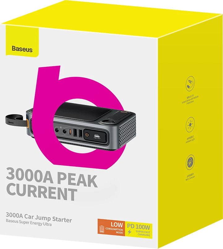 Jump starter Baseus Super Energy Ultra BS-CH005, 26800 mAh, 3000A, i zi