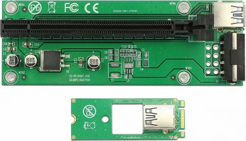 Kartë riser PCIe DeLOCK 41428, M.2 2260 në PCIe x16, USB 3.2 Gen 1, e gjelbër