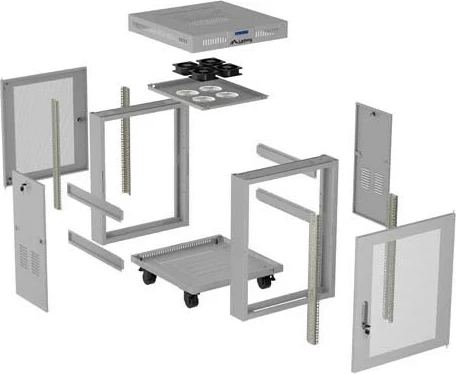 Kabinet rack LANBERG 19" 15U 600x800, derë e perforuar, me rrota, gri