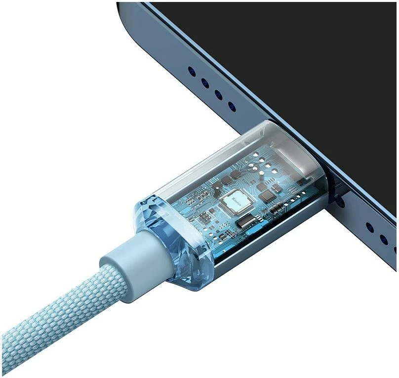 Kabëll Baseus Crystal Shine USB-C do Lightning 20W, 2m, blu