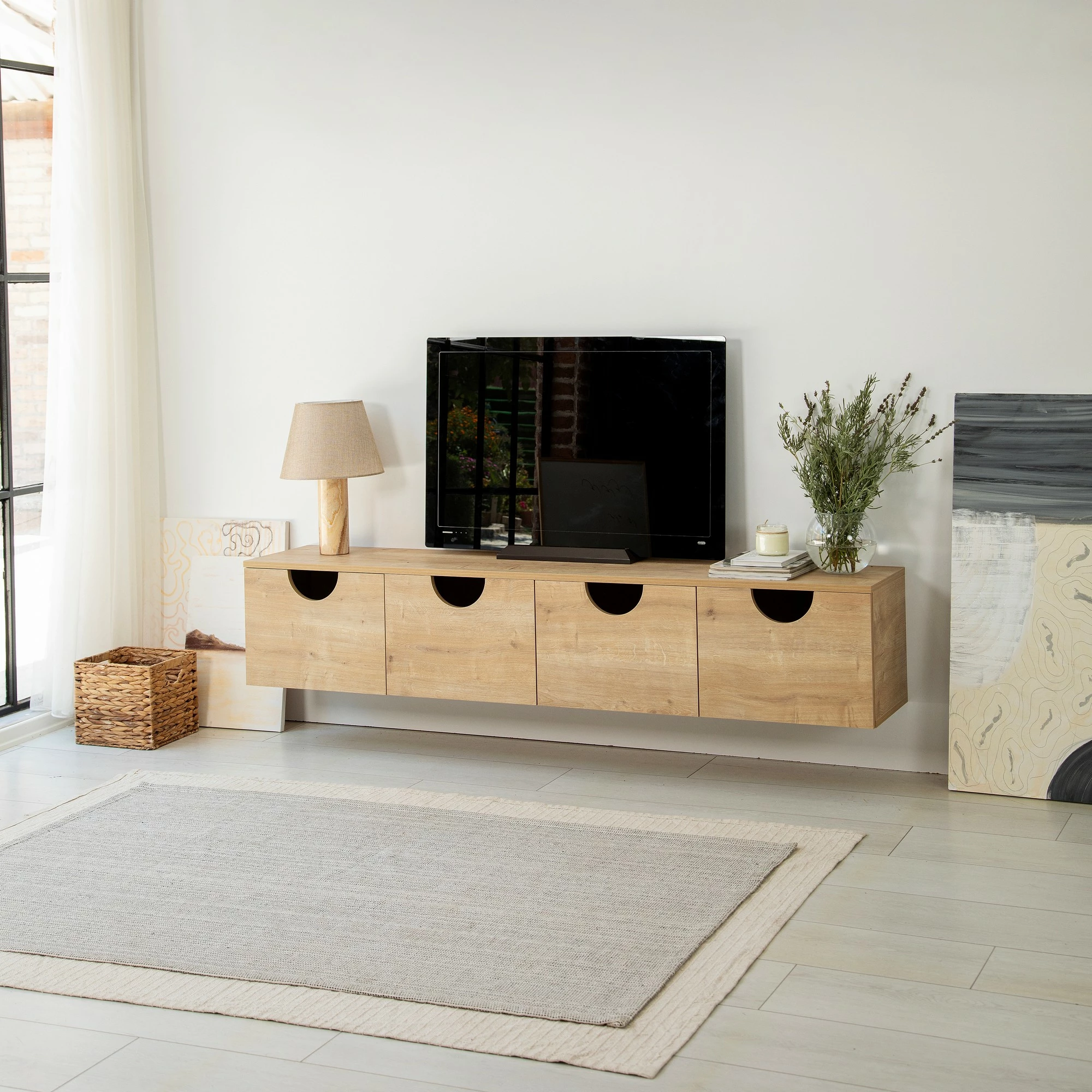 Komodë TV Skye Decor, Four Seasons, ngjyrë lisi, 180x45x35cm