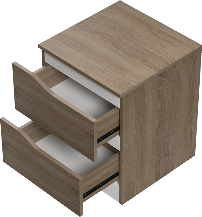 Komodinë anës krevati Verena, sonoma-bardhë, 40x40x50cm