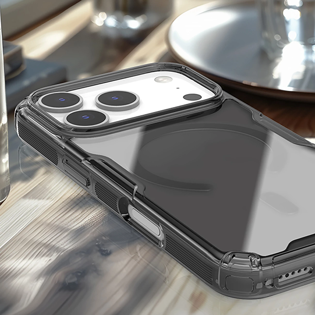 Mbështjellës Nillkin Nature TPU Pro MagSafe për iPhone 17 Pro, TPU+PC, qoshe me airbag, gjysmë-transparent, i bardhë