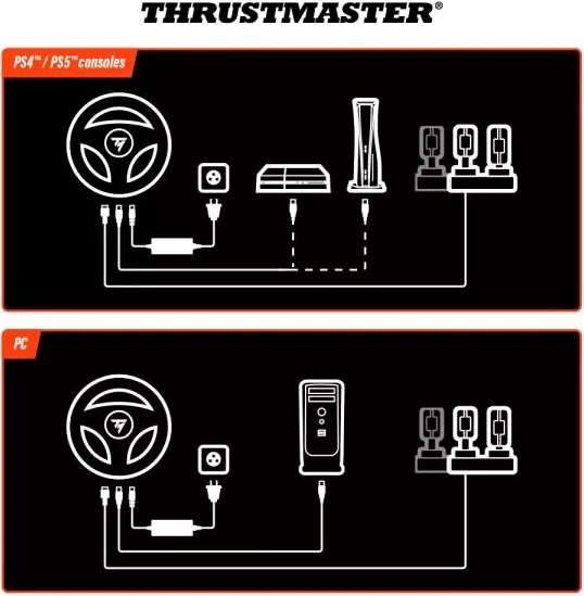 Timon garash Thrustmaster T598-P Direct Drive 5 Nm, 30 cm, me pedale 2, për PC/PS4/PS5, EU Type-C, i zi