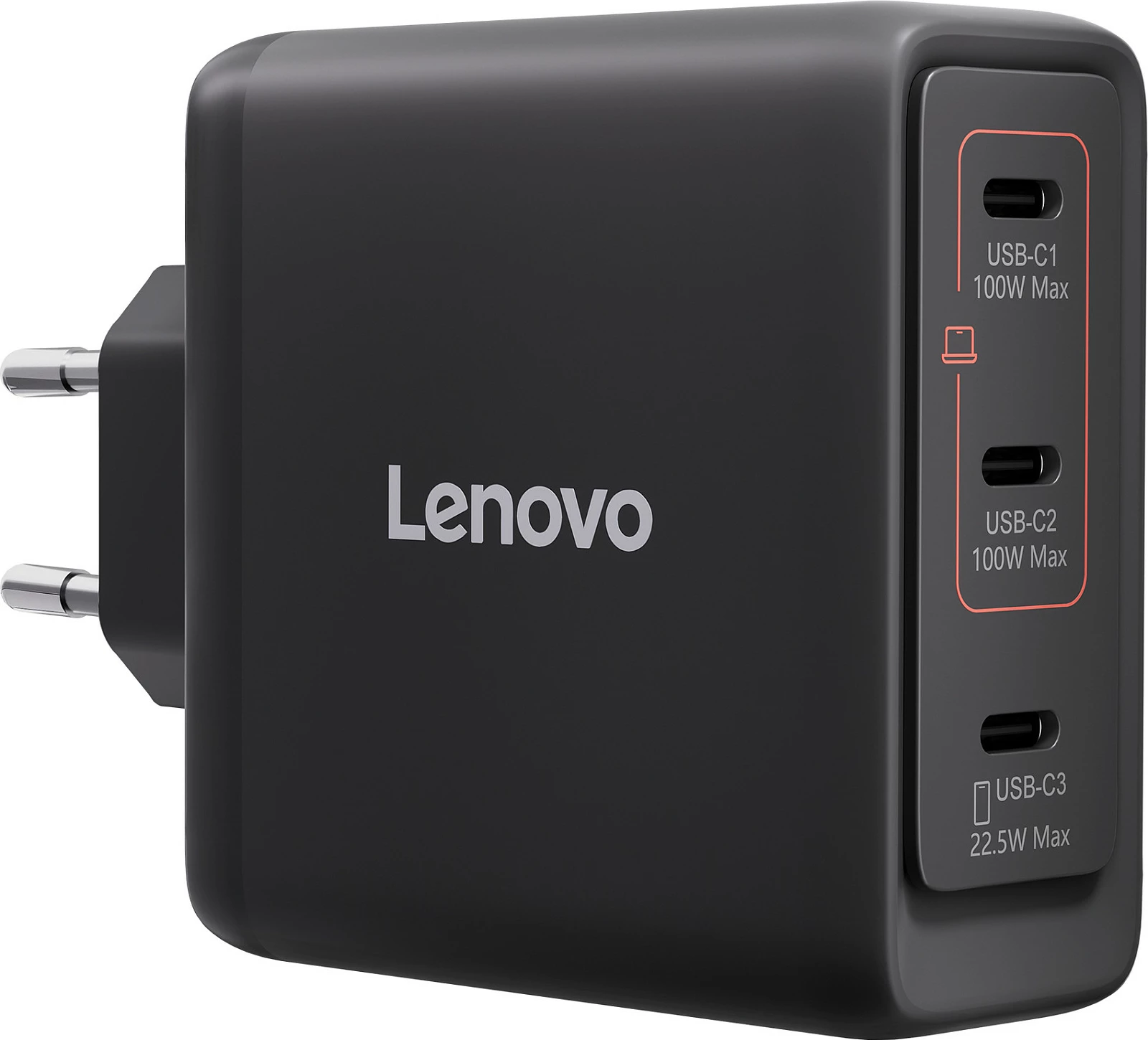Karikues Lenovo Multi-Port USB-C 100W GaN, 3 porta, kabllo USB-C 1.8m, i zi