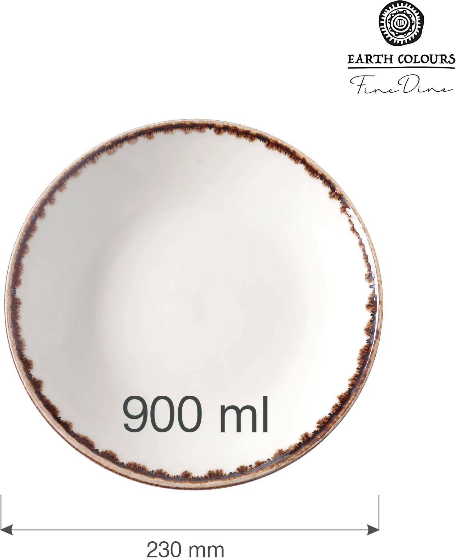 Pjatë e thellë Fine Dine Vanilla 230mm 900ml, krem, set 6 copë