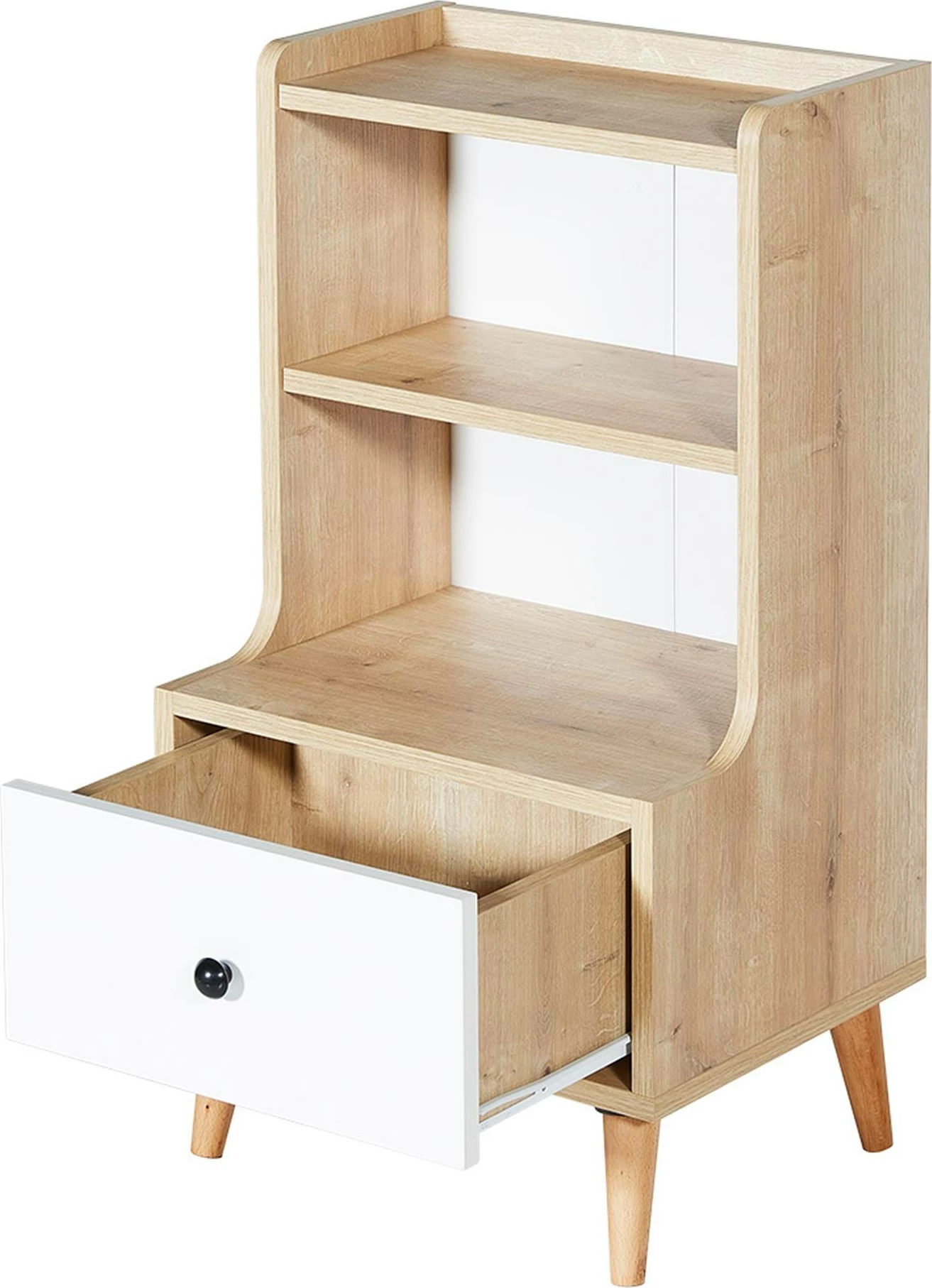 Komodinë nate Skye Decor, Tuvalle 057, ngjyrë lis safir dhe e bardhë