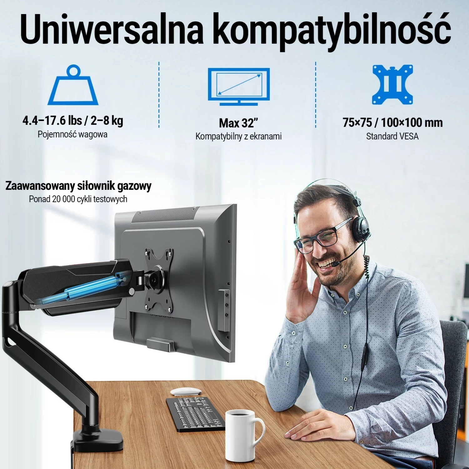 Kasë monitori Redragon GMK-914, e zezë, për 1 monitor, 13-23 inch