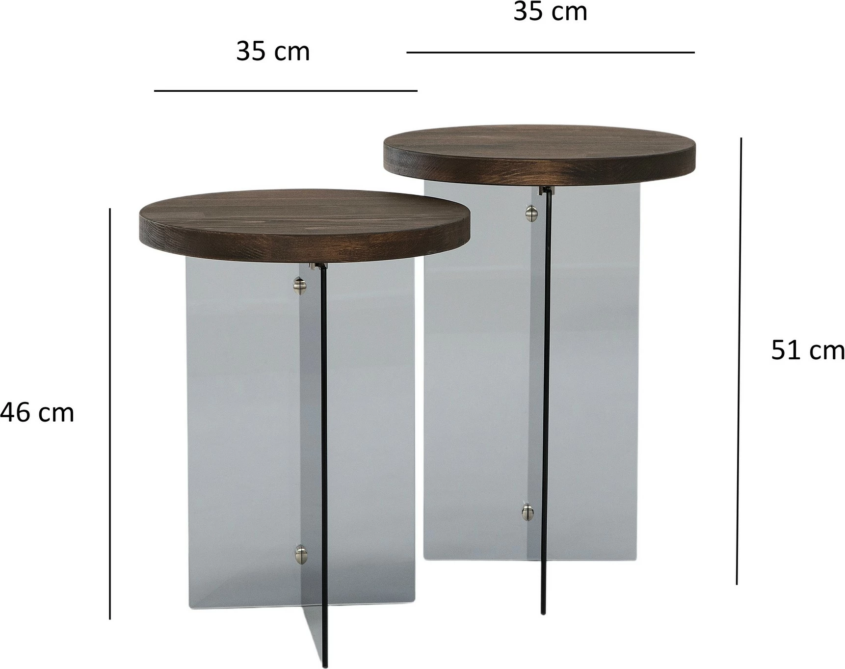 Set tavolinash kafeje, Skye Decor Serenity 2, ngjyrë arre, gri e errët