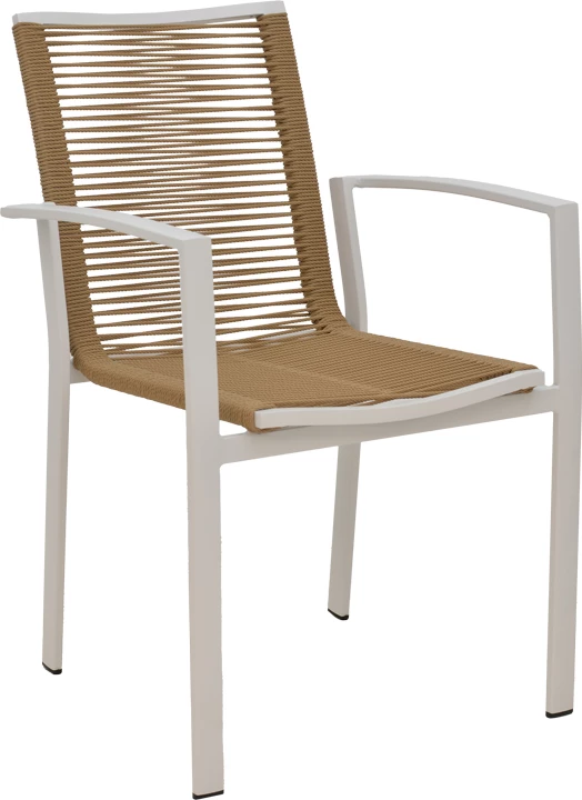 Karrige me krahë, alumini, tekstileni, ngjyrë natyrale, 57x63x83cm