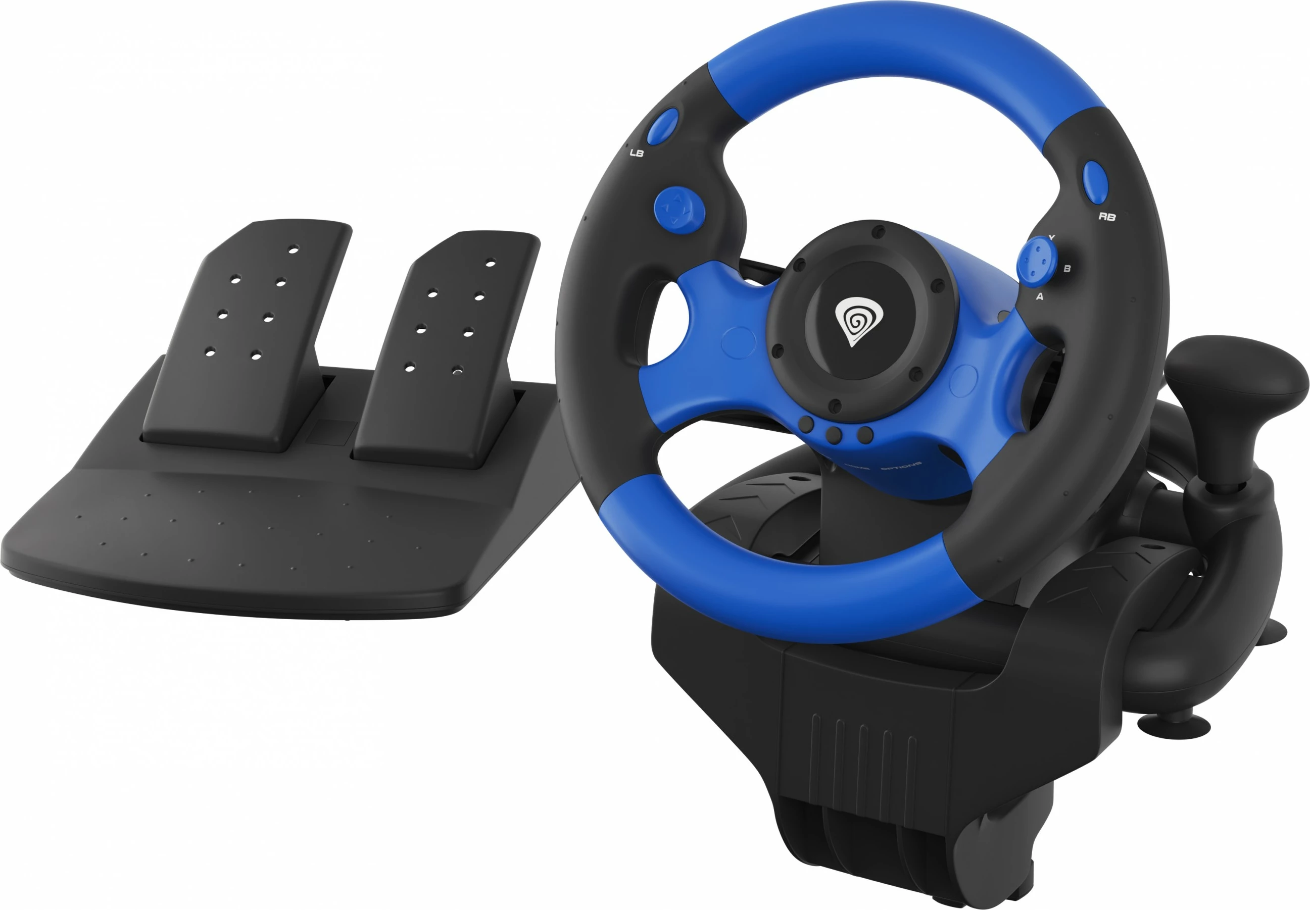 Timoni lojërash Genesis SEABORG 350 me pedale, për PC/XBOX/PS, 15 butona, USB, zi/blu